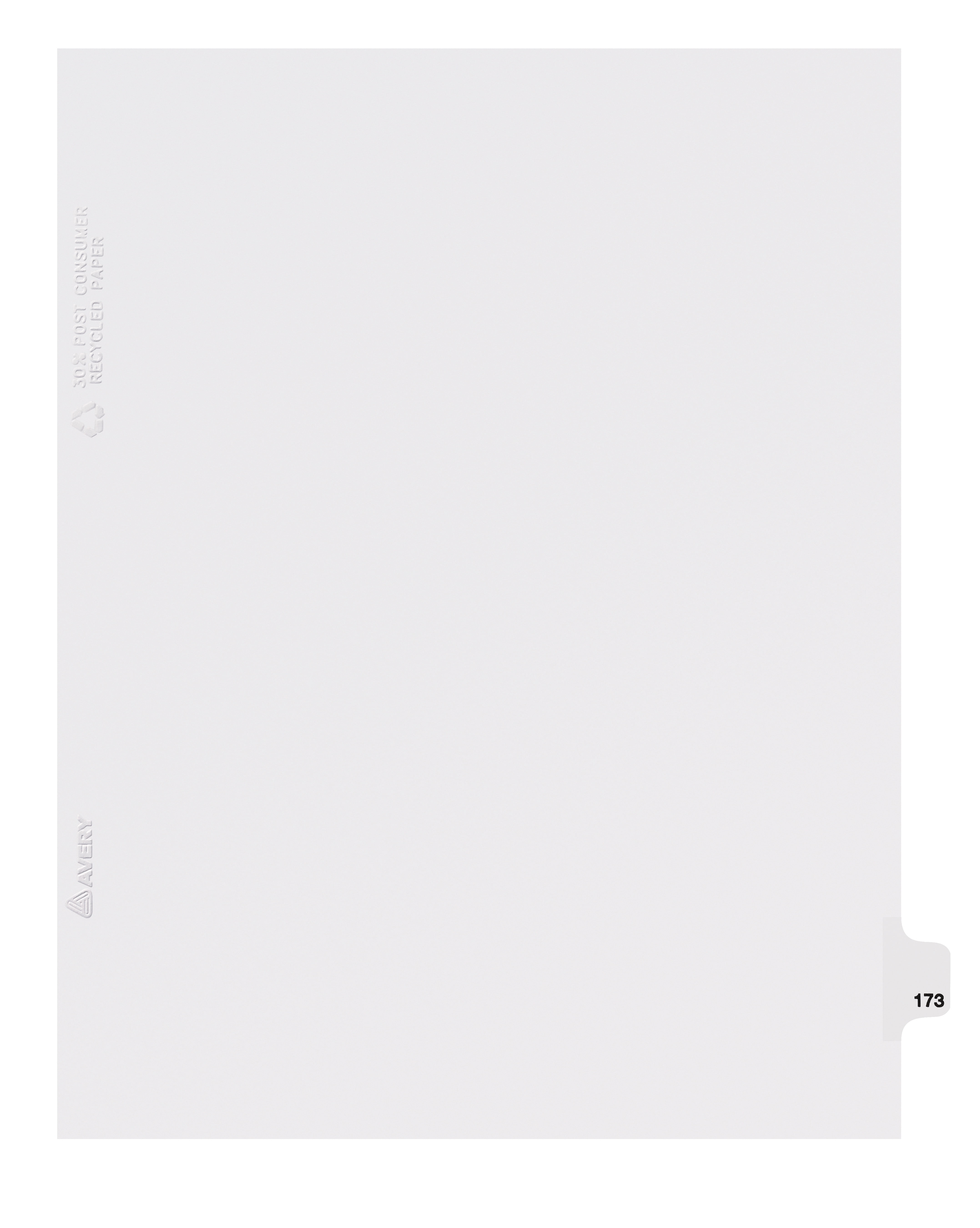 Avery Individual Legal Dividers Style, Letter Size, Side Tab #173 (82389) 25 x Divider(s) - Side Tab(s) - 173 - 1 Tab(s)/Set - 8.5' Divider Width x 11' Divider Length - Legal - White Paper Divide