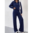 thumbnail image 4 of PRETTYGARDEN Women's Lounge Sets 2 Piece Outfits Half Zip Pullover Sweatshirts,Wide Leg Pants Matching Tracksuit Sets, 4 of 7
