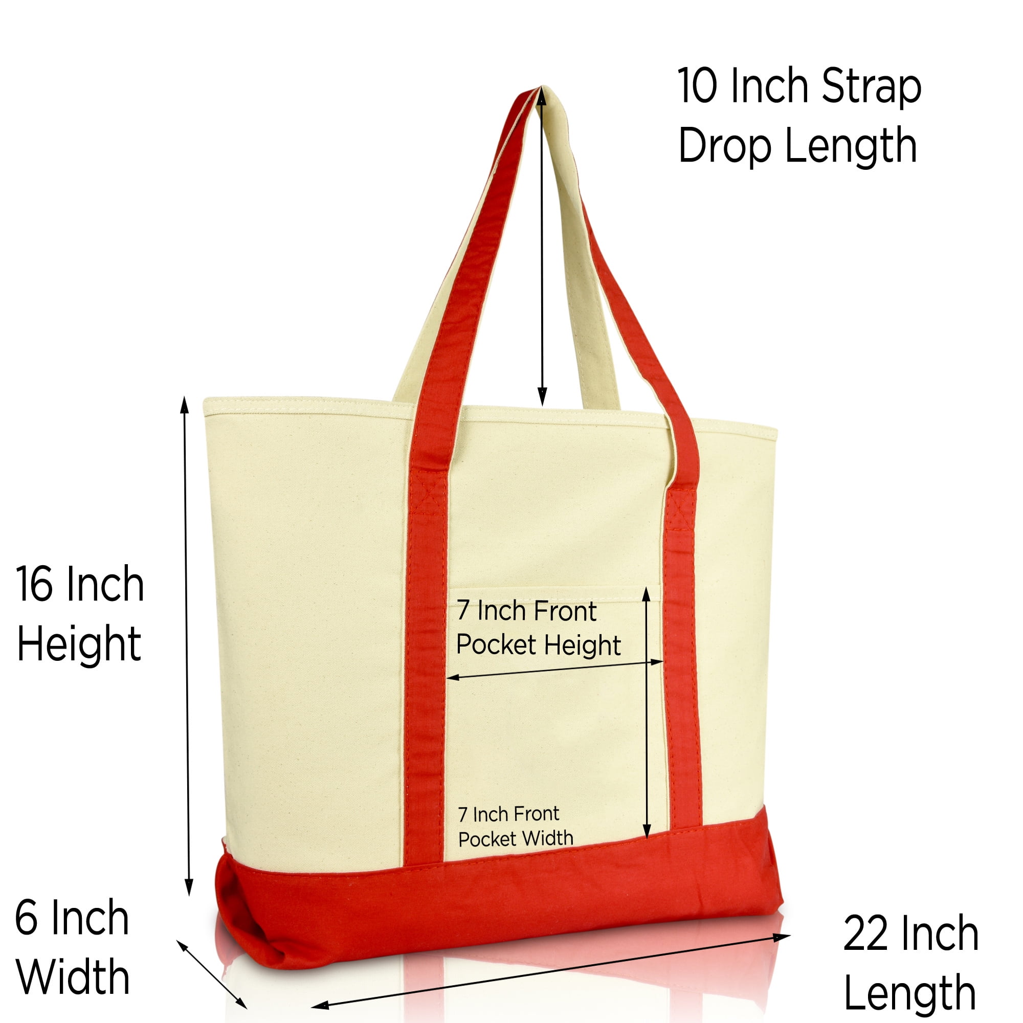 DALIX 22" Extra Large Cotton Canvas Zippered Shopping Tote Grocery Bag ...