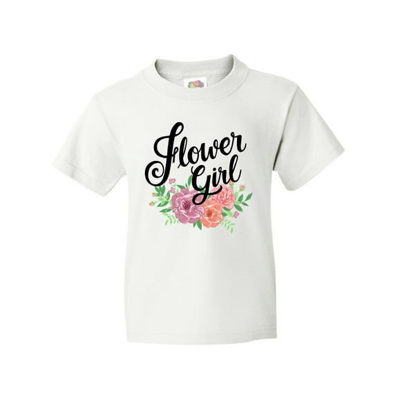 Inktastic Flower Girl Hand Lettering with Flowers Illustration Youth T-Shirt
