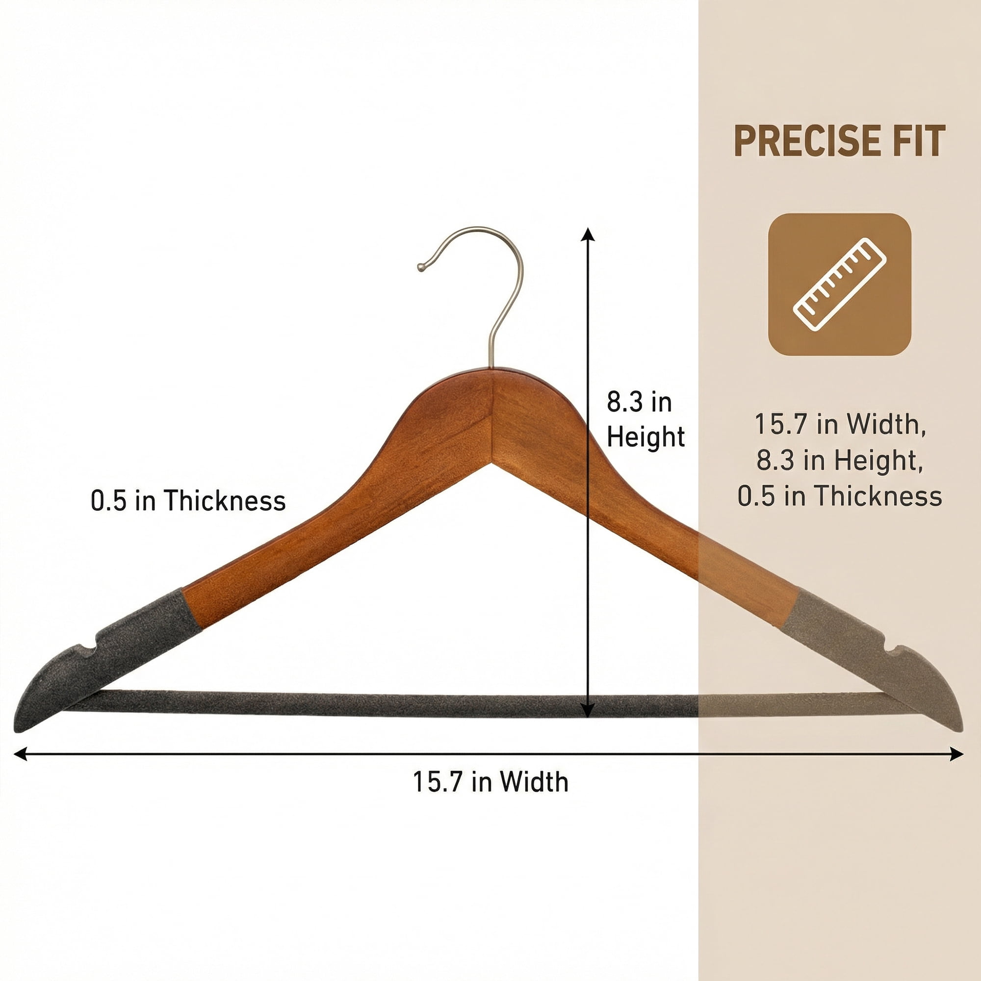 Unique Bargains 2 Pcs Wood Non-Slip Hangers with Clips for Clothing and Pants Gray