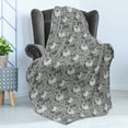 thumbnail image 4 of Dahlia Soft Flannel Fleece Throw Blanket, Blooms Beauty Herbs Floral Bouquet Vintage Style Chrysanthemum Motifs, Cozy Plush for Indoor and Outdoor Use, 60" x 80", Grey Black and Coconut, by Ambesonne, 4 of 5