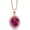 Created Ruby, July, variant on 18K Rose Gold Plated Silver Peach Nano Morganite and White Moissanite Pendant Necklace for Women (4.20 Cttw, Oval 11X9MM, with 18 inch Chain)