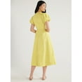 thumbnail image 2 of Scoop Women's Cut Out Midi Dress with Puff Sleeves, Sizes XS-XXL, 2 of 4