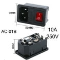 thumbnail image 6 of 2 3 Pin IEC320 C14 Electrical Power Socket LED 250V Rocker Switch Brass 10A C6 Fuse Inlet Plug Connector Computer Mount Outlet, 6 of 10
