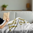 thumbnail image 3 of Thank You Soft Flannel Fleece Throw Blanket, Golden Yellow Tone Glitz Typography Zigzag Gratitude Theme, Cozy Plush for Indoor and Outdoor Use, 60" x 80", Pale Grey Dark Khaki, by Ambesonne, 3 of 5