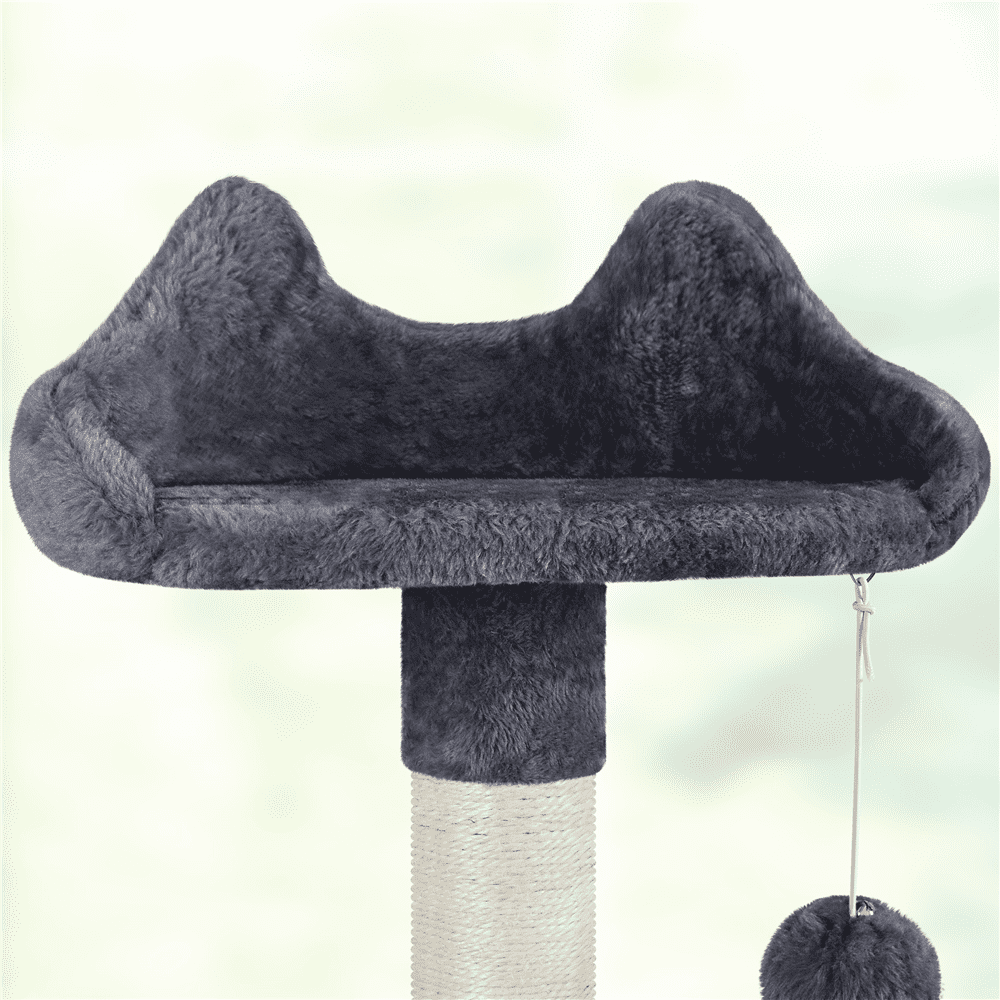 Alden Design 54" Cat Tree with Hammock, Basket and Scratching Post Tower, Dark Gray