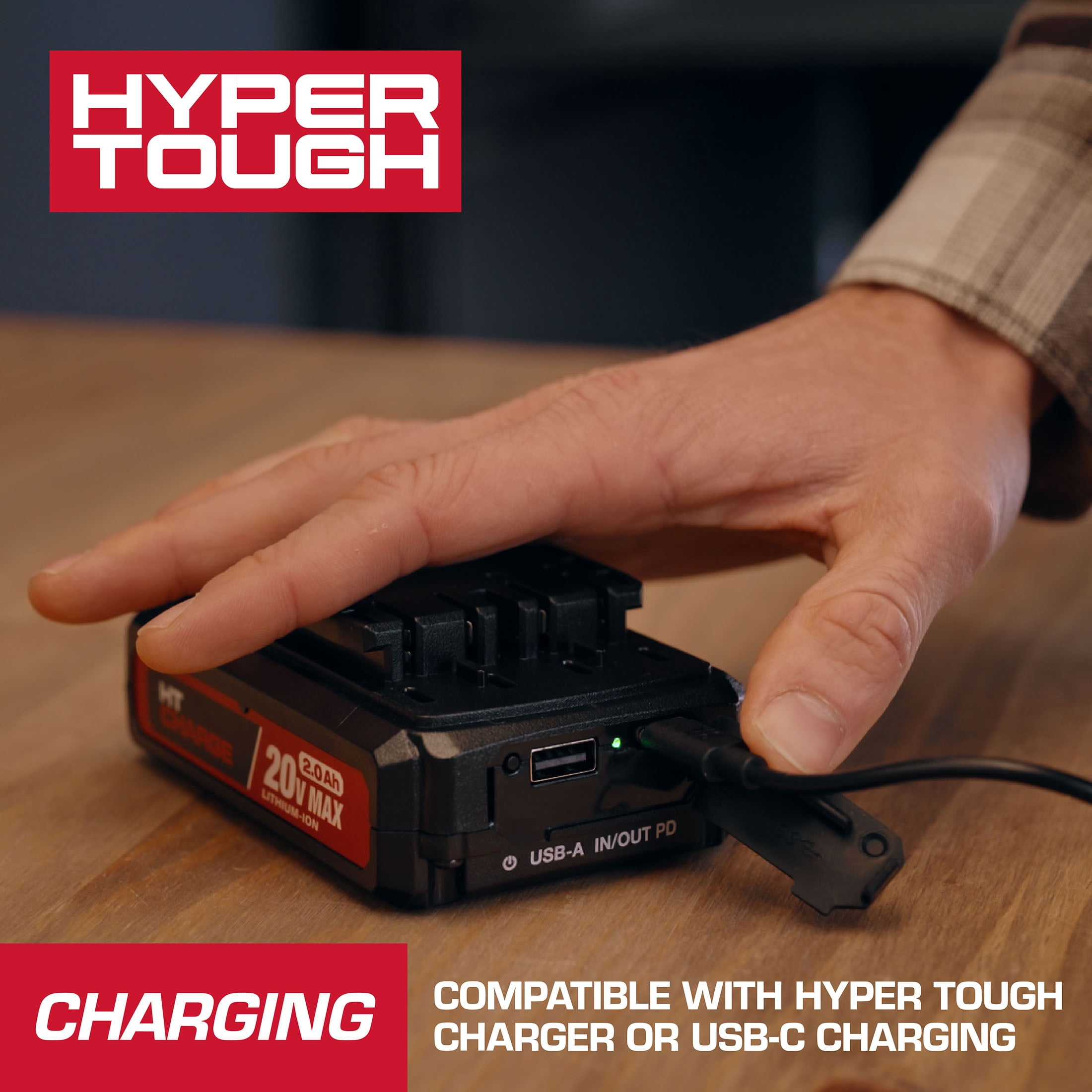 Hyper Tough 20V 2Ah USB A+C Battery, HY5601050516015