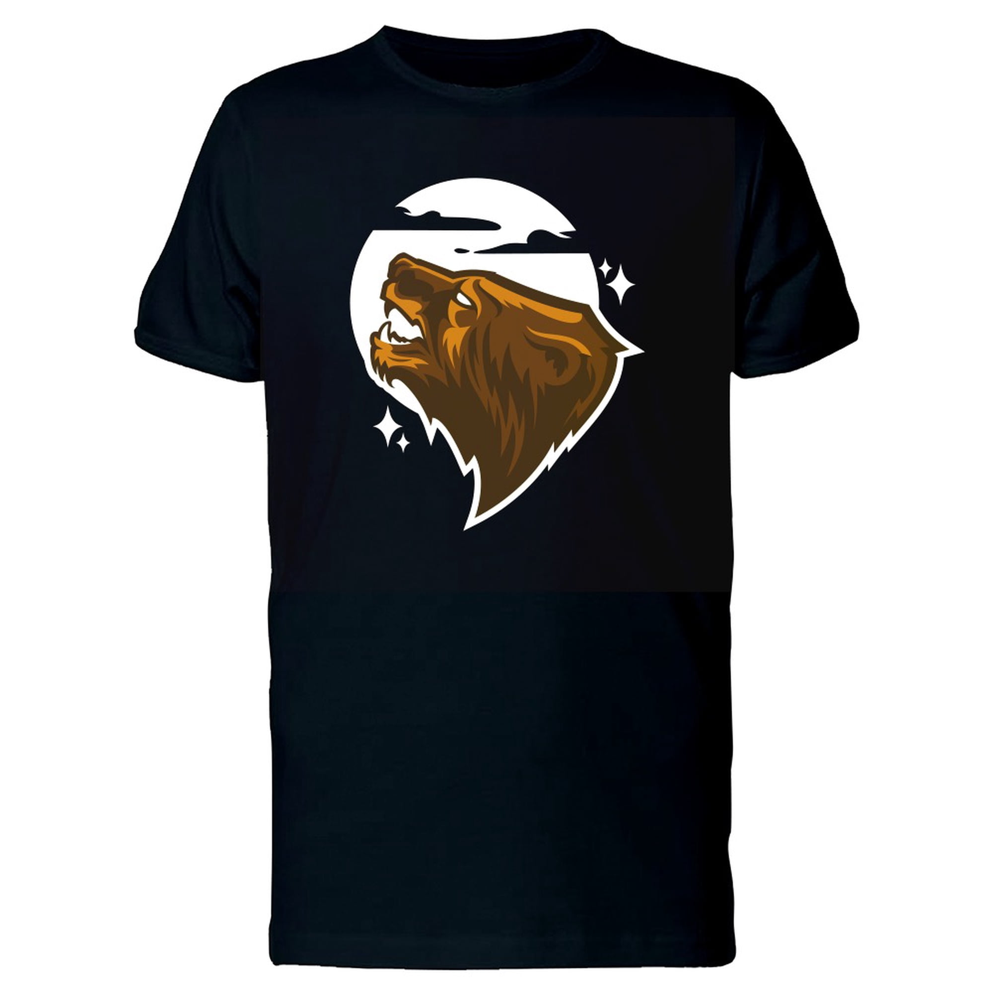 Grizzly Bear Roaring At Moon T-Shirt Men -Image by Shutterstock, Male Medium