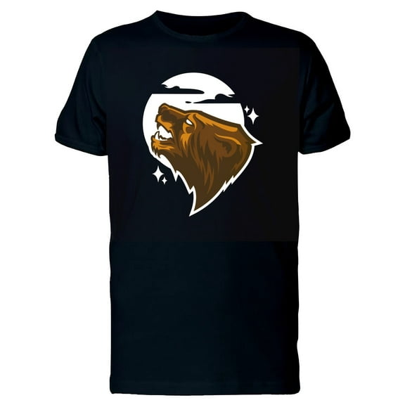Grizzly Bear Roaring At Moon T-Shirt Men -Image by Shutterstock, Male Medium