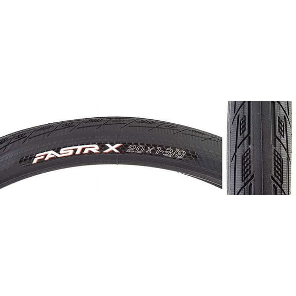 Tioga FASTRX Tire 20 x 13/8 Clincher Wire Black 60tpi Reflective BMX