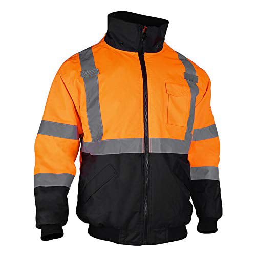 Hi Men's Vis Jacket High Visibility Reflective Waterproof Workwear Padded Hooded 
