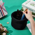 thumbnail image 3 of Round Black Woven Storage Basket 5.5×5.5×5.9inch Small Polyester Rope Storage Baskets Bins Cleaning Cloth Eye Glass Storage Organizer for Bedroom Nursery Livingroom Entryway for DIY, 3 of 9