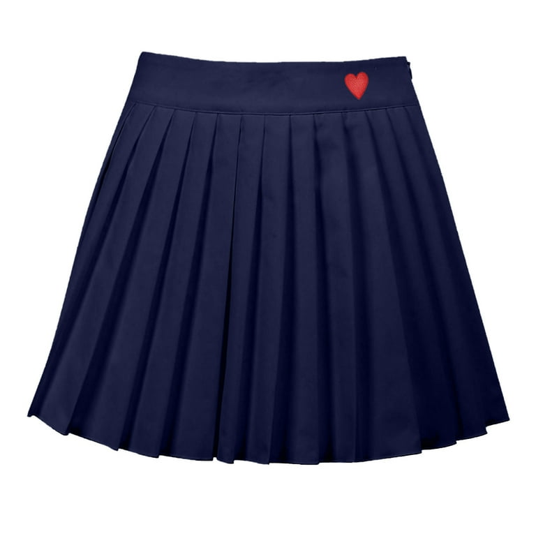 Short navy pleated skirt cheap