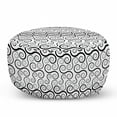 thumbnail image 1 of Abstract Art Pouf Cover with Zipper, Swirly Geometric Minimalist Tones Curly Tiles Classic Retro Design, Soft Decorative Fabric Unstuffed Case, 30" W X 17.3" L, Charcoal Grey White, by Ambesonne, 1 of 5