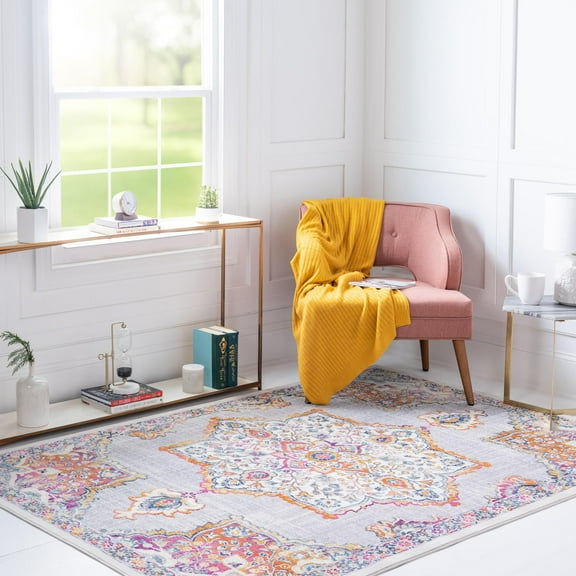 Unique Loom Budapest Collection Area Rug - Corvinus (4' 1" x 5' 11" Rectangle Ivory/Blue)