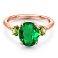 thumbnail image 3 of Gem Stone King 2.60 Ct Oval Green Nano Emerald Green Peridot 18K Rose Gold Plated Silver Ring (Size 6), 3 of 6