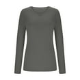 thumbnail image 4 of TKLPEHG Womens Long Sleeve Tops Crew Neck Regular Long Sleeve T Shirts Solid Color Casual Fashion Loose Shirts Going Out Tops Summer Blouses (Gray,S), 4 of 8