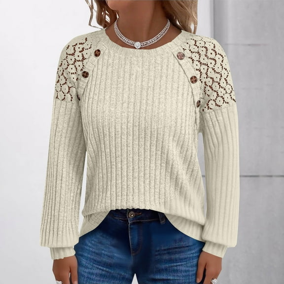 Womens Blouses Women Long Sleeve Shirts Lightweight Sweaters Casual Shirt V Neck Lace 2026 Fall Fashion Clothes Womens Fashion Top Shirts