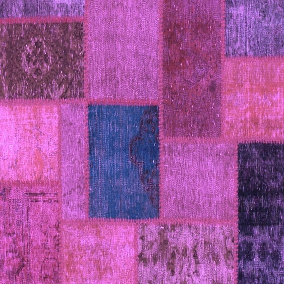 Ahgly Company Indoor Square Patchwork Purple Transitional Area Rugs, 7' Square