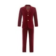 thumbnail image 2 of Boys Suit Boys'Suits Fit 3 Piece Blazer Waistcoat Pants Shawl Lapel Suits Set Wine Kid for Party Wedding Size 10, 2 of 5