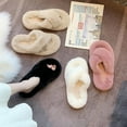 thumbnail image 3 of Pantuflas Peludas De Color Sólido Para Mujer De Otoño E Invierno, Pantuflas De Algodón Cruzadas Planas Antideslizantes Y Resistentes Al Desgaste Guardurnaity AP007253-12, 3 of 6