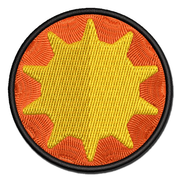 Sun Solid Applique Multi-Color Embroidered Iron-On Patch - 2.5 Inch Small