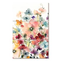 Elephant Stock Poppies And Sweetpeas Wall Art - Vertical Multi Panel Canvas - Living Room Wall Decor - Floral And Botanical Multi Panel - Beige And Brown Decor By Carol Robinson - 36" x 57"