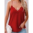 thumbnail image 3 of Camisola holgada con cuello en V y tirantes de encaje de crochet para mujer, lavable a máquina, mangas con ribete de encaje, sin mangas, 3 of 6