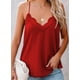 thumbnail image 3 of Camisola holgada con cuello en V y tirantes de encaje de crochet para mujer, lavable a máquina, mangas con ribete de encaje, sin mangas, 3 of 6