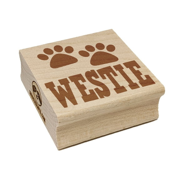 Westie West Highland White Terrier Dog Paw Prints Fun Text Square Rubber Stamp Stamping Scrapbooking Crafting - Small 1.25in