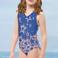 thumbnail image 4 of FOR U DESIGNS Skin-Friendly One Piece Swimwear Stars American Flag Sleeveless Bathing Suit for Beach Swimming Pool Quick Dry V-Neck Swimsuit for Age 7-8, 4 of 8