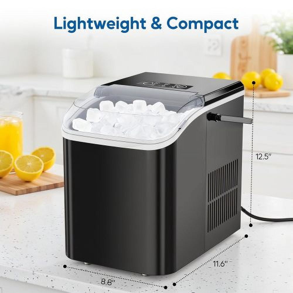 Nugget Ice Maker Countertop, Portable Ice Makers with Soft Chewable Ice, 26.5lbs/24H, Pebble Ice Maker Machine with Basket and Scoop, for Home Kitchen Office