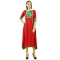 thumbnail image 3 of Bimba Women's Solid A-Line Rayon Kurti Kurta Asymmetrical Hem Designer Lace Tunic, 3 of 9