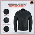 thumbnail image 2 of Daniel Smart Men Motorcycle Lambskin leather Jacket Classic Black Biker Leather Jacket Fully Lined and Durable., 2 of 7