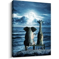 Canvas Wall Art For Bedroom Wall Decor For Living Room Modern Family Bathroom Canvas Art Animal Elephant Abstract Pictures Blue Ocean Wall Artwork Office Wall Painting Ready To Hang Home Decorations