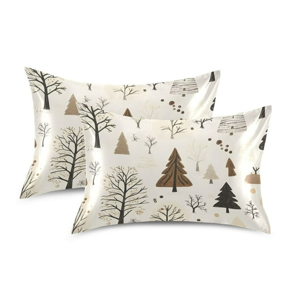 Yayeee Pillowcase Standard Size Set of 2 Satin Wrinkle Resistant Pillow Case, Winter Forest