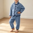 thumbnail image 5 of OGLCCG Unisex Kids Fleece Outfits 2 Piece Plush Lounge Set for Boys Girls Button Down Shirt and Pants Fall Winter Matching Clothing Sets 6M-14 Years, 5 of 8