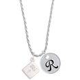 thumbnail image 1 of Delight Jewelry Silvertone Holy Bible Silvertone Script Initial Disc - R - Charm Necklace, 20"+3", 1 of 4