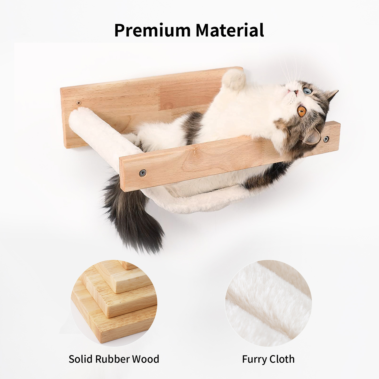 FUKUMARU Cat Hammock, Cat Wall Shelf, Climbing, White