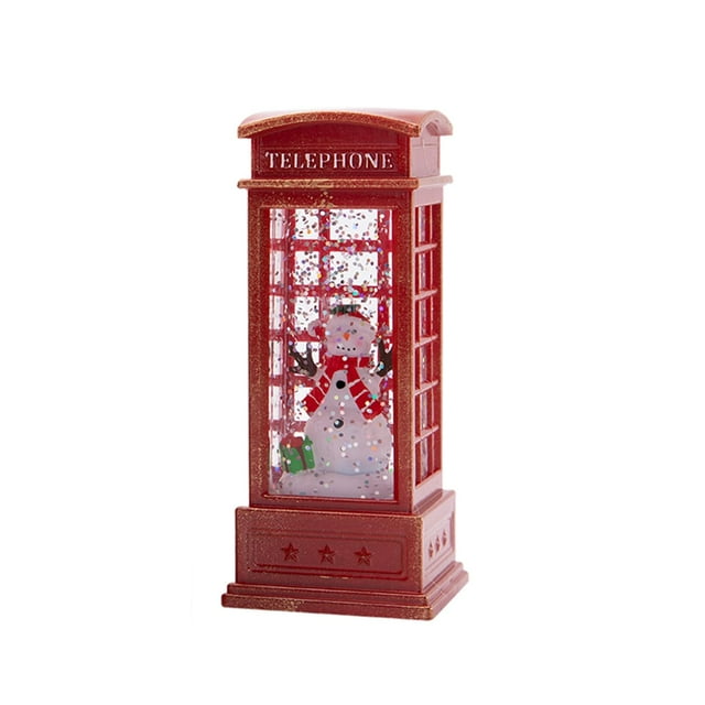 Christmas Lantern Glitter Water Battery Operated for Home Wedding Decorative Phone Booth Snowman