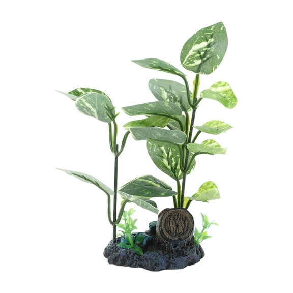 Unique Bargains Aquarium Plastic Plants Silk Aquarium Plants for Betta Fish Tank 6.5 Tall Dark Green Pointed Leaves