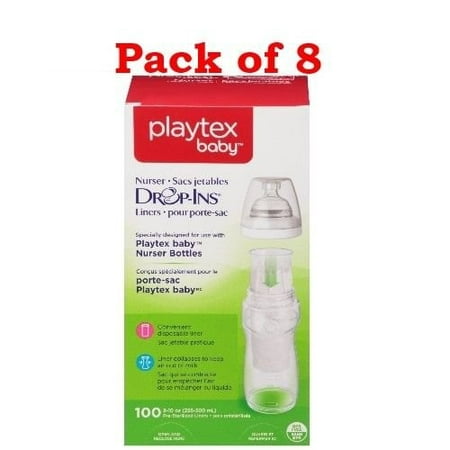 Playtex Baby Nurser Drop-Ins Baby Bottle Disp. Liners, 8 oz, 100 Ct (Pack of