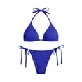 thumbnail image 5 of Raeneomay Women's Plus Size Checkered 2 Piece Bikini Set, Halter Tie Side Swimsuit 0XL-4XL, 5 of 8