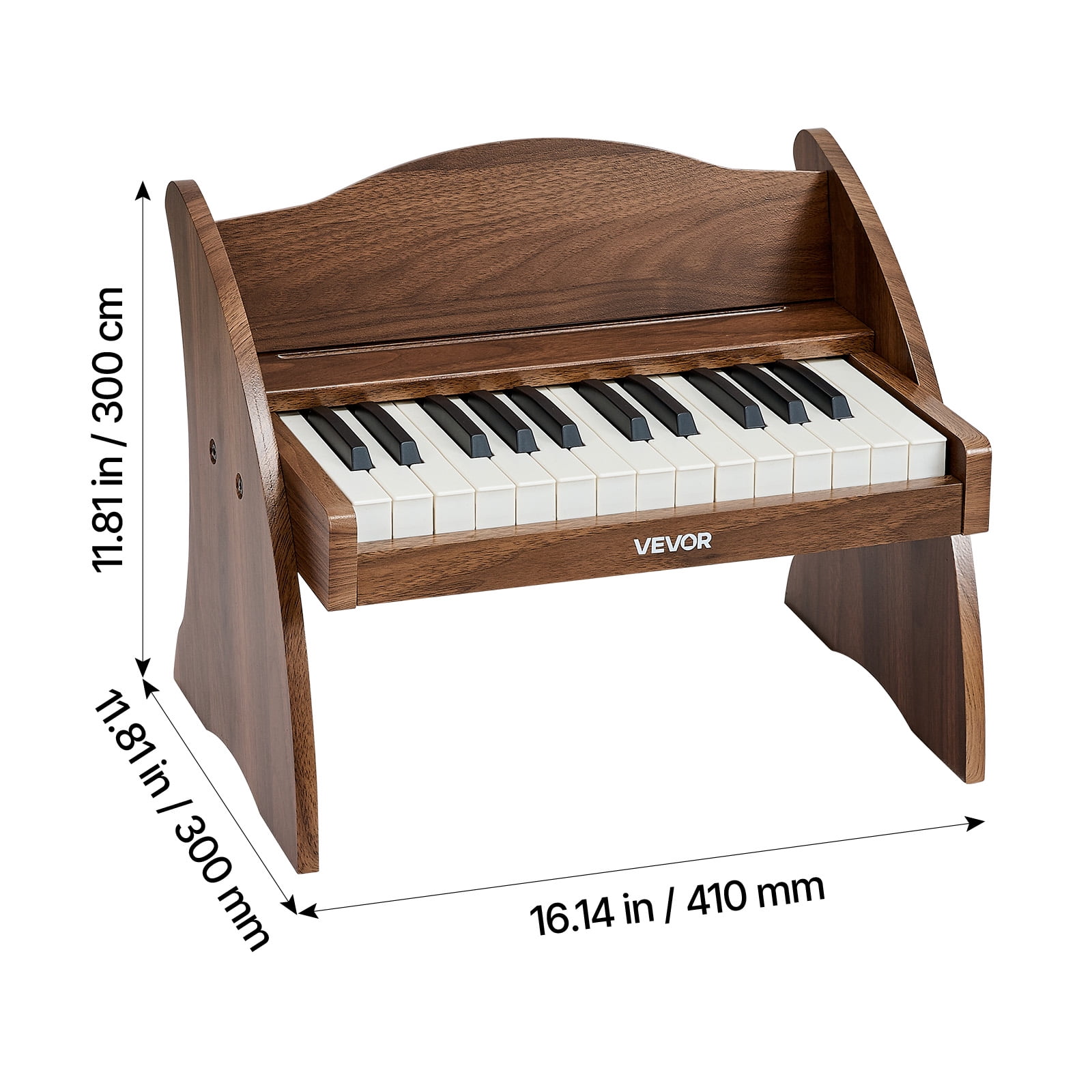VEVOR Kids Piano Keyboard, 25 Keys Wooden Digital Piano for Kids, Mini Music Educational Instrument Toy with Realistic Sound, Dual Power, Adjustable Volume for Toddlers, Boys Girls Learning, Walnut