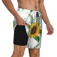 thumbnail image 2 of Kdxio Sunflowers Print Men'S Swim Trunks With Compression Liner 7 Inch Inseam Quick Dry Swim Shorts, 2 of 7