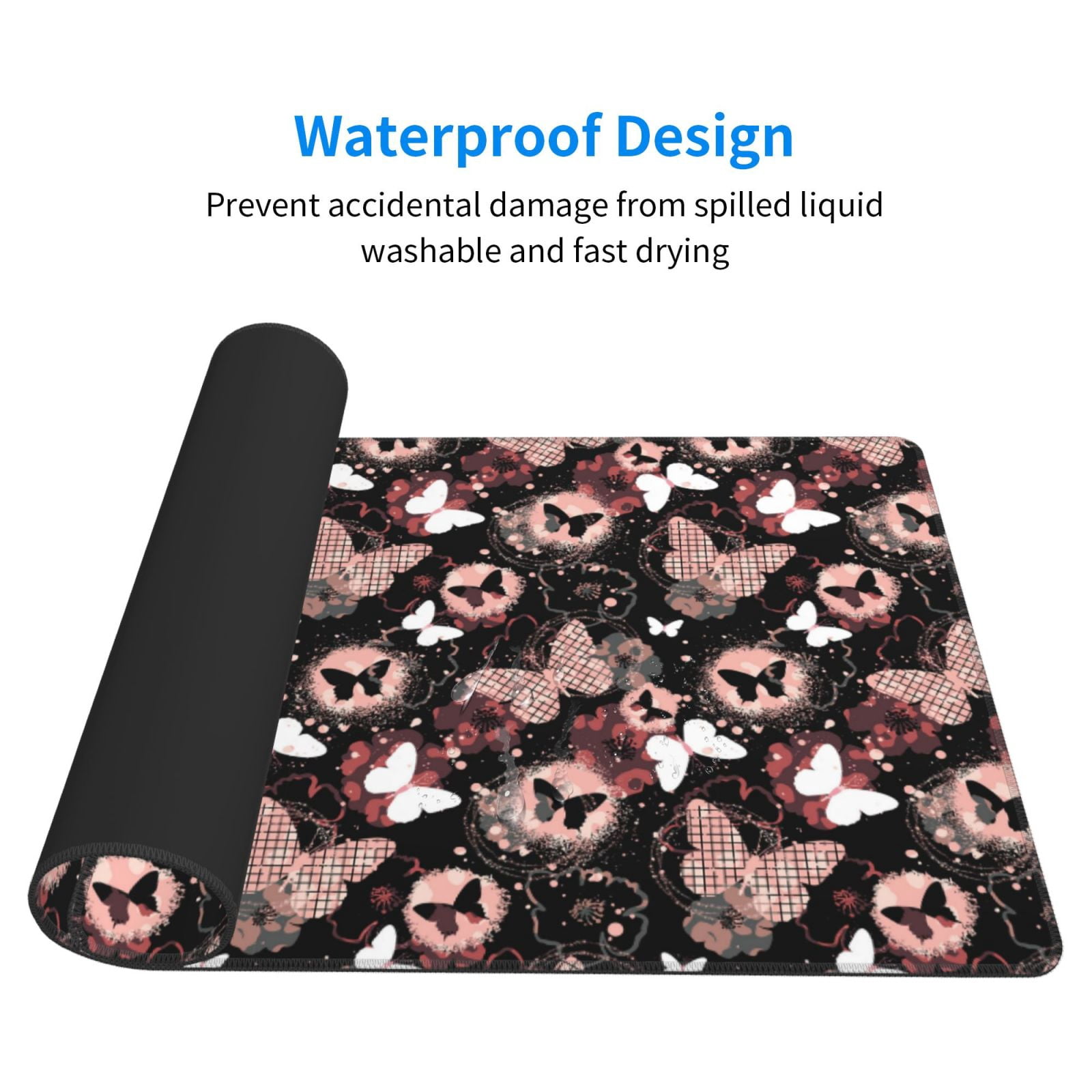 Rateoe Butterflies1 Print Mouse Pad - Extended Large Gaming Mousepad,Non-Slip Stitched Edge,16x29.5 Inch