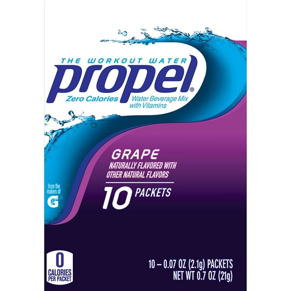 Propel Zero Calorie Grape Flavored Water Beverage Mix, 0.7 Oz., 10 Packet