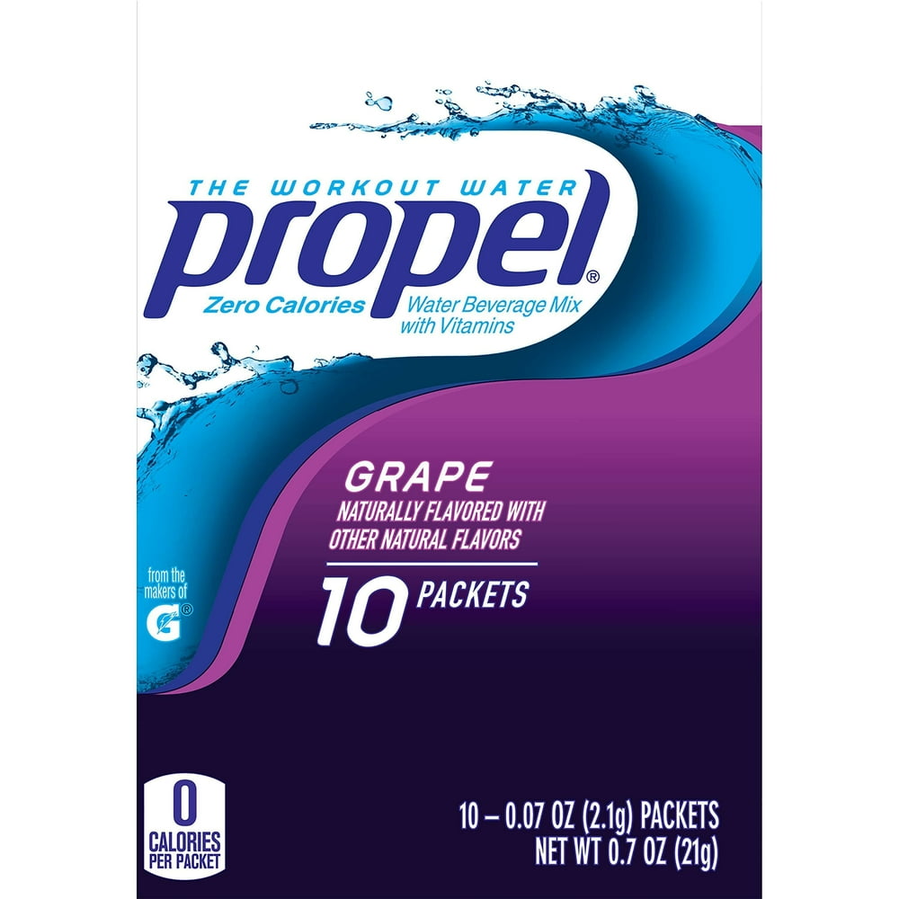 Propel Zero Calorie Grape Flavored Water Beverage Mix, 0.7 Oz., 10