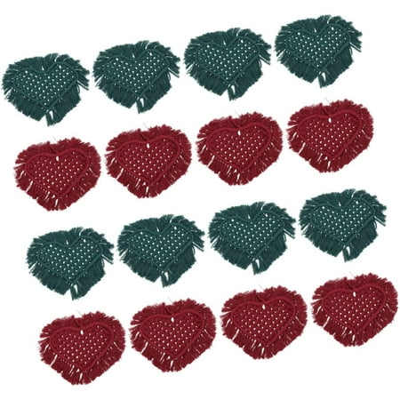 

LANGM 24 pcs Handmade Macrame Bohemian Heart- Woven Mug Tassels Creative Table Tassel Cooking Love Holders with Weave Heart Pad Hotel Manual Farmhouse Drink Mat and Heart-Shaped Proof